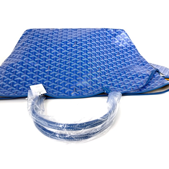 New GOYARD Goyardine Saint Louis GM Blue Tote Bag with Pouch - Picture 7 of 13